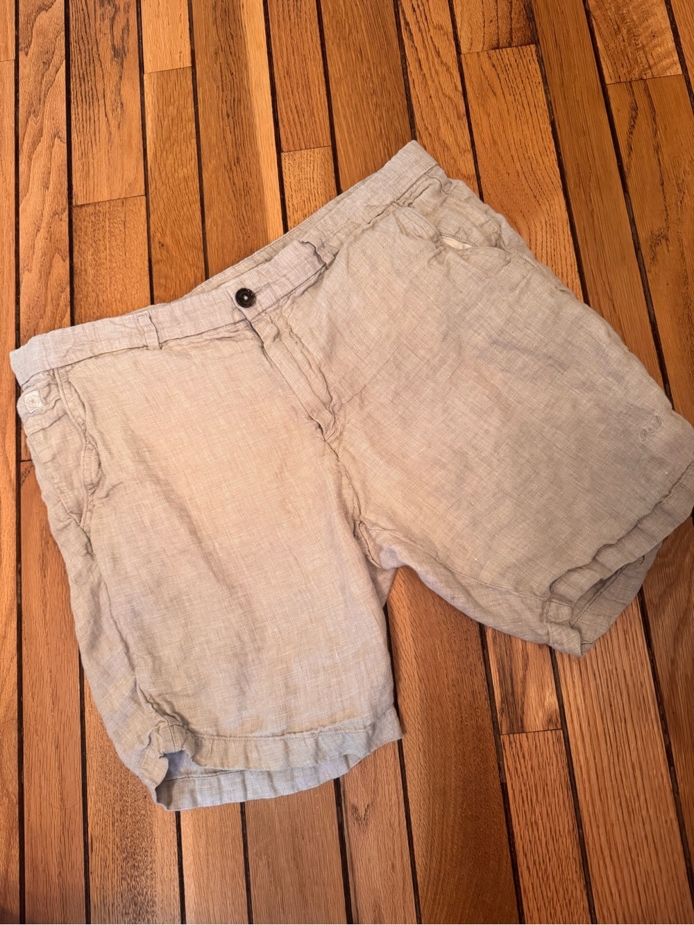 Men's Light Beige 100% Linen Shorts - Casual Summer Essential